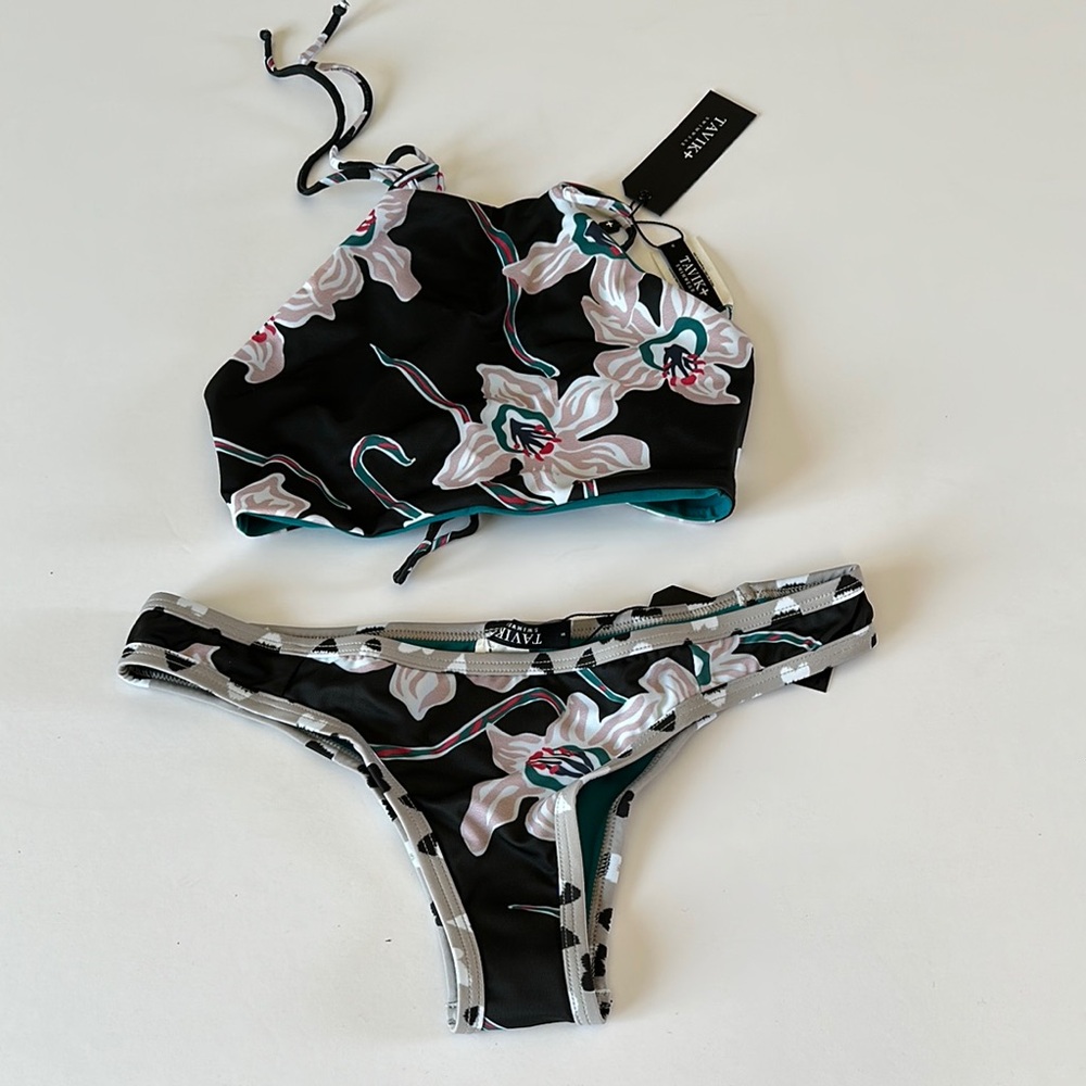 Tavik Black and White Floral Bikini